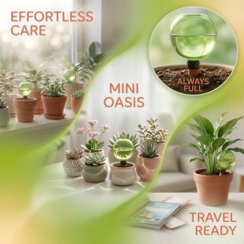 6 Pack Self Watering Globes, 17 oz Plant Watering Globes with Terracotta Stakes, 6.7 x 3.9 in Automatic Plant Waterer Indoor Bulbs for Vacation, Large Capacity Irrigation for Successive Feeding - Image 5
