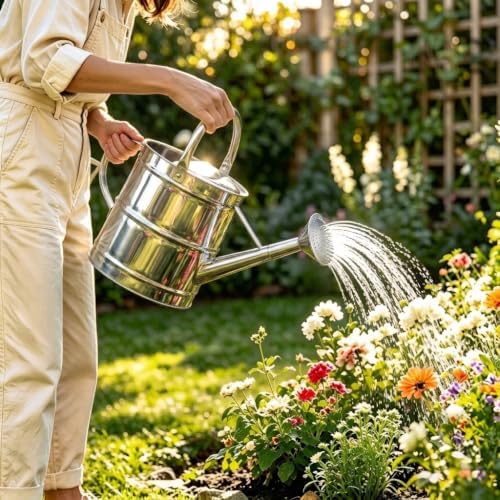 2.4 Gallon Stainless Steel Meltal Watering Can for Outdoor & Indoor Garden - Image 5