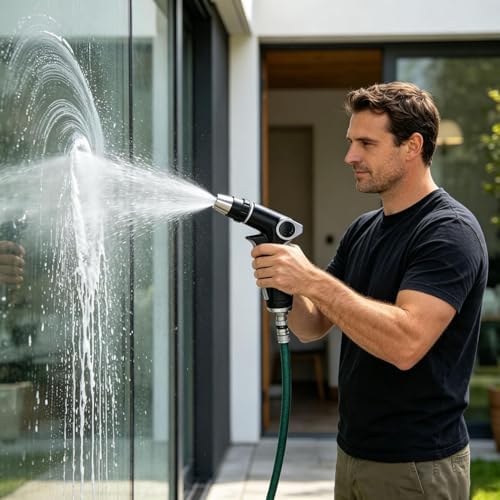 Garden Hose Nozzle, Standard 3/4 Inch Threaded Connection Thumb Flow Control 360° Adjustable Spray Hose Nozzle Heavy Duty, High Pressure Trigger Control Hose Nozzle for Plants Lawn Garden Watering (A) - Image 5