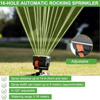 16-Nozzle Oscillating Sprinkler with Dual-Zone Sprinkler Water Timer, 360° 16-Hole Automatic Rocking Sprinkler, Turbo Orbit Mist Sprinklers System for Garden (Ground-Insert, with Single-Zone Timer) - Image 2