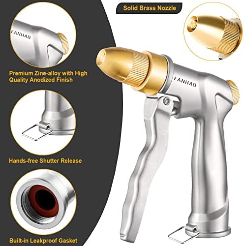FANHAO 100% Metal Garden Hose Nozzle Heavy Duty, Leakproof, High Pressure - Image 3