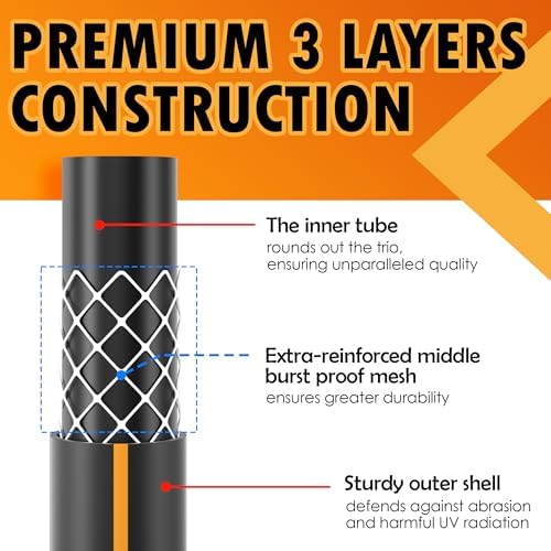 3/4 in. × 100ft. Flexible Hybrid Rubber Garden Hose, High Flow 3/4" I.D. No Memory Durable Lightweight Water Hose Leader Hose for Watering, Irrigation, Water Transfer Pump - Image 4