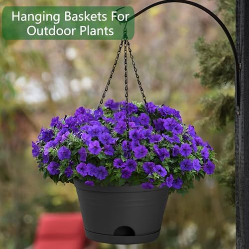 Nooulap 6 Pack Hanging Planters, 10 Inch Hanging Pots, Black - Image 6