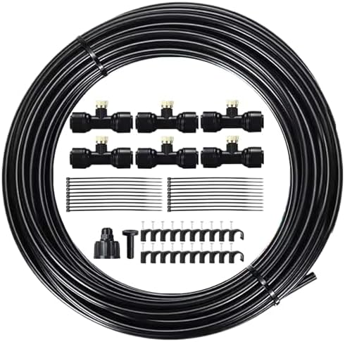 Patio Misting System, 20FT Outdoor Cooling Kit with 6 Mist Nozzles and Brass Adapter for Garden Greenhouse - Image 3