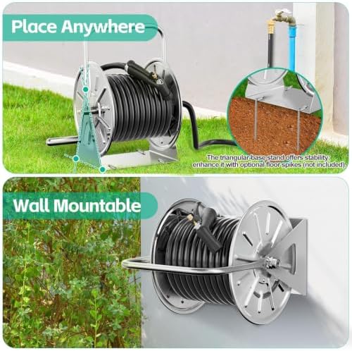 SPECILITE Garden Hose Reel, Holds 5/8In 75ft Capacity, with 6ft Leader Pipe - Image 4