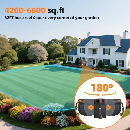 Retractable Garden Hose Reel 1/2 in x65 ft,Auto Slow Rewind System - Image 2