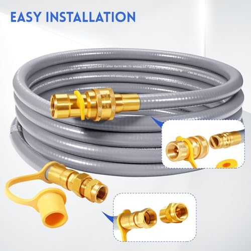 GasSaf 12 FT 1/2" ID Natural Gas Hose with Quick Connect Fitting, Natural Gas Conversion Kit for Gas Grill, Generator, Patio Heater and More - CSA Certified - Image 3