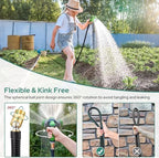HOMEIDEAS 50 ft Rubber Garden Hose with Nozzle - Newly Leak-proof & Kink-free Design | Freely Rotational Spherical Ball Joint, Anticorrosive 3/4" Brass Fittings - Perfect for Outdoor Watering - Image 3