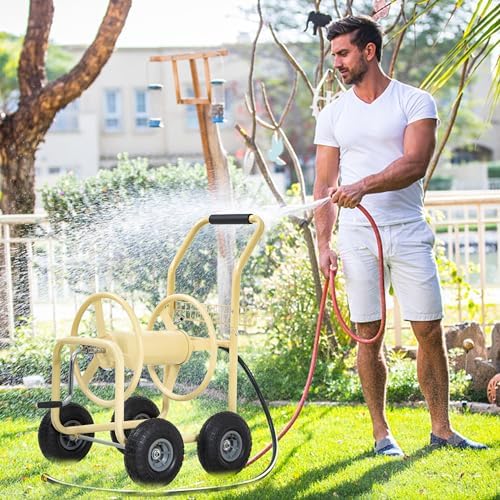 PayLessHere | Garden Hose Reel Cart | Holds Upto 300ft of 5/8" Hose | Tan - Image 2