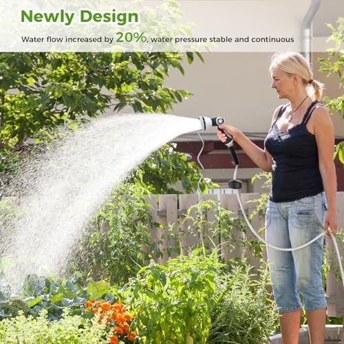 Retractable Garden Hose Reel 1/2 Inch x 100 ft, Wall Mounted Heavy Duty Automatic Hose Reel, 3/4 in Brass Fitting 9 Pattern Nozzle/Any Length Lock/180°Swivel Bracket/Slow Retraction - Image 3