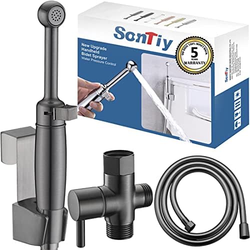 SonTiy Handheld Bidet Toilet Sprayer Gunmetal, Cloth Diaper Sprayer Bathroom Hand Held Jet Spray Bidet Attachment for Toilet with Adjustable Pressure Control, Solid Brass, 7.2" Bidet Wand by SonTiy