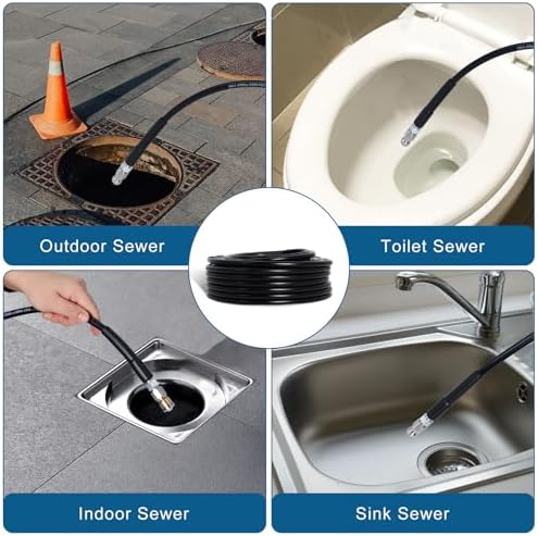 50FT 1/4-In Sewer Jetter Kit, 5800 PSI Pressure Washer Drain Cleaner Hose - Image 5