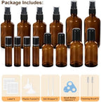 Glass Spray & Roller Bottle Set – Amber Glass Spray Bottles - Image 2