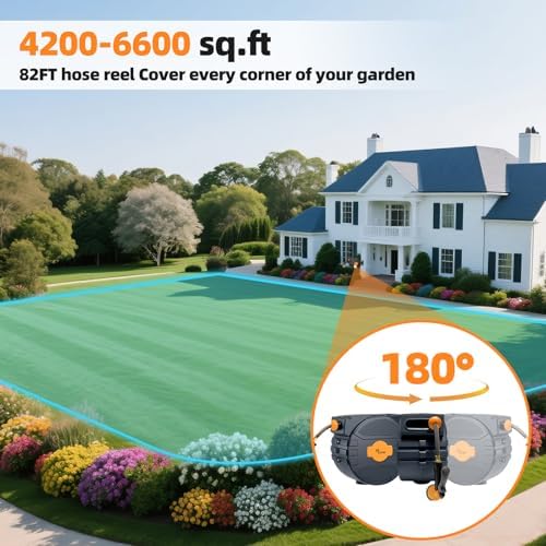 Retractable Garden Hose Reel 1/2 in x82 ft,Auto Slow Rewind System - Image 2