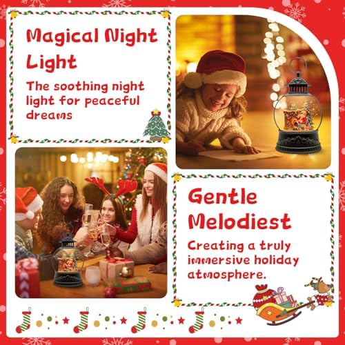 Christmas Snow Globe, Christmas Decorations Indoor, Glittering Santa Snow Scene with Music and 6H Timer, USB Lined/Battery Operated, Christmas Lantern for Holiday Decorations, Tabletop Decor for Home - Image 7