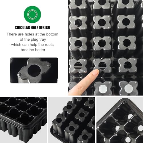 RooTrimmer 54 Cell Seed Starter Trays, 2.8" Deep Plug Tray Seedling for TD377 Nursery Tray, Super Thick Reusable Trays for Easy Transplantation (11.14inch ×14.6 inch, 5-Pack) - Image 5