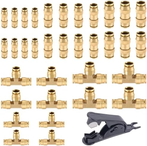 CheeMuii 35PCS Brass DOT Air Line Fittings Kit DOT Push Lock Air Fittings by CheeMuii
