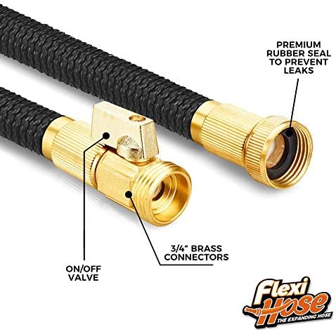 Flexi Hose Plus Expandable Garden Hose with 8 Function Nozzle, 50FT - Lightweight Retractable Garden Hose, Water Hose - No-Kink Flexibility, 3/4 Inch Solid Brass Fittings Includes Hook & Bag - Image 6
