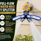 Garden Hose Splitter 2 Way, All-Metal Heavy Duty Water Spigot Splitter,with 3.68" Extra Long Handles, with Dual Shut-Off Valves, High Flow 3/4" GHT Outdoor Faucet Adapter,Blue - Image 5