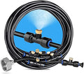 Misting Cooling System, Pre-Assembled Misting Kit, Misting Line + Brass Mist Nozzles + a Brass Adapter(3/4") Outdoor Mister for Patio Garden Greenhouse Trampoline Sprinkle ( Color : Black , Size : 18m by Unknown