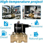 Waterproof Brass Electric Solenoid Valve 1" 12V DC Normally Closed - Compatible with Water, Air, Diesel, Gas - Replaceable VITON Seal - Compact Direct Acting - Image 4