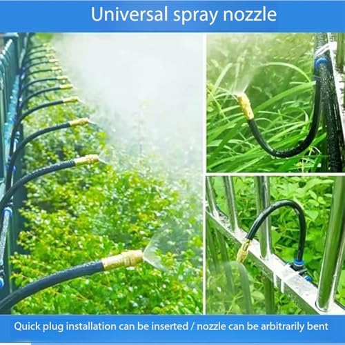 CRAZYDAYS Brass misting Nozzle with Built-in Hose 360 ​​Degree Rotating Adjustable Water Mist Nozzle Threaded Sprayer for Patio Outdoor Cooling Atomizing Nozzle + 12mm tee Belt 20 Meters PE Pipe - Image 6