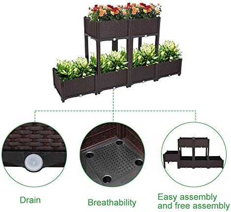 Raised Garden Beds, Planter Box, Self-Watering Plastic Planter for Indoor Outdoor Vegetables, Fruits, Potato, Flowers (6 Pcs) - Image 3