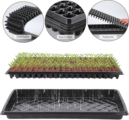 20Pack 200-Cell Seed Starter Trays with Base Tray & Dibber for Gardening. - Image 5