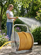 Stainless Steel Garden Hose Reel with 6.5ft Leader Water Pipe, Wall/Floor Mounted Metal Water Hose Reel with Crank Handle, 5/8" x 75ft or 1/2" x 130ft Hoses for Outside, Yard, Patio M - Image 3