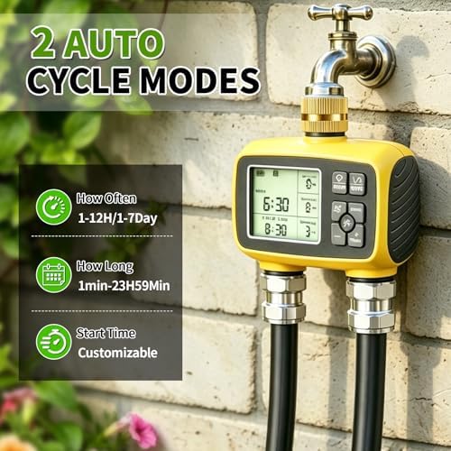 Boltigen Upgraded Brass Sprinkler Timer-2 Zone Water Hose Timers with Metal Inlet & Outlet-Waterproof & Programmable Design Timer Rain Delay & Manual Watering, for Outdoor Garden Irrigation Lawn Yard - Image 5
