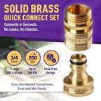 Gorilla Easy Connect Garden Hose Quick Connect Fittings ¾ Inch GHT Solid Brass Leak Proof to 200 PSI Heavy Duty - Image 2