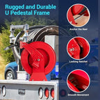 Fuel Hose Reel, 3/4" x 50FT Retractable Diesel Hose Reel, 300 PSI Industrial Heavy Duty Auto Swivel Rewind Hose Holder Reels, for Vehicle Tank Truck Trailer Ship - Image 5