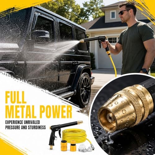 Multifunctional Car Wash Tool, Heavy Duty Adjustable Twist Hose Nozzle Jet Sweeper Nozzle, Powerful High-Pressure Home Car Wash & Garden Sprayer (Set C（with 5m Hose) - Image 2