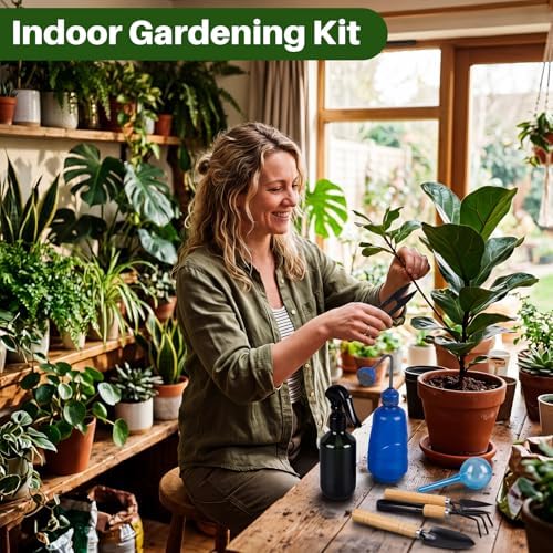 Indoor Plant Watering Can Set, 13 Pcs Garden Set with 47 oz Long Spout Can, Spray Mister, Squeeze Bottle, 6 Self Watering Globes, Gardening Tools & Pruning Scissors for Plants(Blue) - Image 5