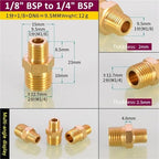 Hose Connector 6pcs Brass Pipe Hex Nipple Fitting 1/8" 1/4" 3/8" 1/2" 3/4" 1" BSP Male Thread Quick Adapter Coupler Connector for Garden Fitting(1l8 to 1l4) - Image 2