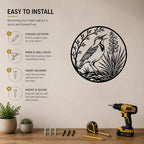 Bird and Plants Metal Wall Art with Bird with Foliage and Detailed Design - Image 5