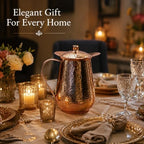 99.9% Pure Copper Water Pitcher with Lid, 70 Fl Oz (2L), Hammered Copper Jug with Ergonomic Copper Handle, No Inner Lining or Lacquer, Anti-Slip Base, for Home, Dining & Gifting - Image 2
