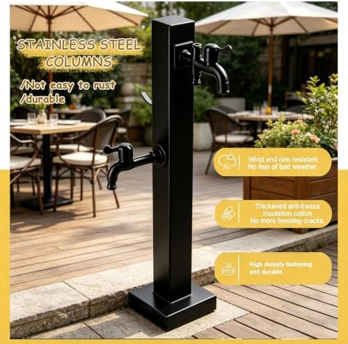 Garden Faucet Post Hose Stand Stainless Steel Water Feature Column Hydrant - Image 6
