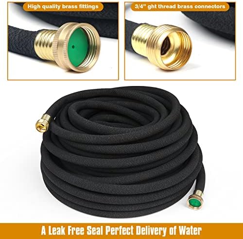 Soaker Hose 150ft for Garden Beds Solid Brass Interface Irrigation Save 70% Water Heavy Duty Rubber 1/2" Diameter Great for gardens/flower beds Accessories Contain Various Connections - Image 2