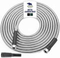 RUGGED RHINO Metal Garden Hose with Spray Nozzle, 75FT, 304 Stainless Steel, 750 PSI Burst Strength, Heavy Duty Flexible Water Hose, Kink Resistant, Leakproof for Yard, Lawn and Outdoor Use, Silver by RUGGEDRHINO