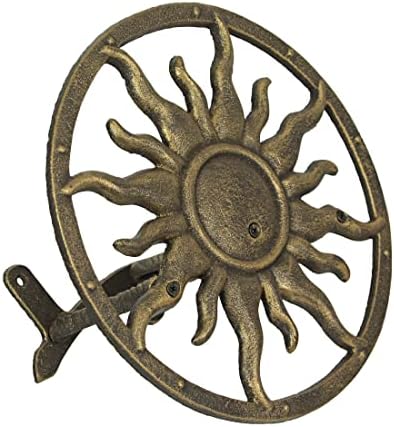 Zeckos Garden Hose Holder Sun 11.5 Inch Cast Iron Bronze by Zeckos