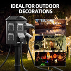TiFFCOFiO Outdoor Power Strip Waterproof, 24 Hour Mechanical Timer, 50 ft Extension Cord, 6 Grounded Outlets for Outdoor Lights, ETL Listed (50 FT) - Image 4