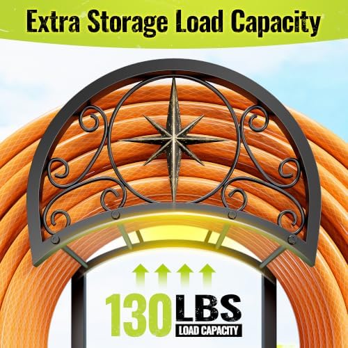 Garden Hose Holder 130FT Decorative Freestanding Water Hose Holder Storage with 4 Spikes for Outside - Image 4
