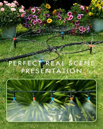 240FT Drip Irrigation System Kits - Automatic Garden Watering Sprinkler with 1/2 & 1/4 inch Tubing Hose Patio Misting Plant Irrigation Water Equipment Quick Connector for Greenhouse Flower Beds Lawn - Image 6