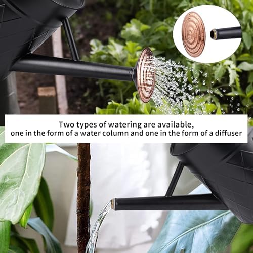 1.75 Gallon Outdoor Metal Watering Can for Garden Plants, Vintage Zinc Watering Can with Removable Spray Spout, Ideal for Outdoor Use (Black) - Image 4