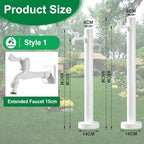 Stainless Steel 60/95cm Water Dispenser Column, Round with Water Tap and Hose Connector Free-Standing Garden Tap Outdoor Spigot, Vertical Water Hydrant(White,60cm/23.6in,Style 1) - Image 2