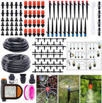 Automatic Drip Irrigation System Kit - 226FT with LCD Timer, 3 Sprayer Types Automatic Garden Watering System, 1/2 Inch Hose 1/4 Inch Distribution Tubing Garden Watering Solution for Outdoor Plants by UNMOONY