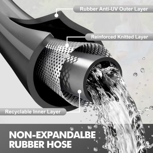 Flexible Rubber Garden Hose 50ft, 5/8" Hybrid Rubber Hose Heavy Duty - Image 6