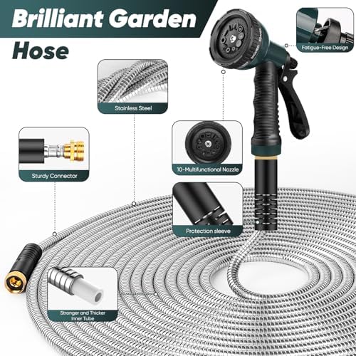 Garden Hose 50 FT with 10-Function Nozzle Leak-proof Kink-Free - Image 2