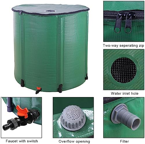 Collapsible Rain Barrel,Portable Water Storage Tank to Collect Rainwater from Gutter,Rainwater Collection System Downspout,Water Storage Tank Catcher Container with Filter Spigot(Green,200 Gallon) - Image 4